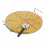 TABLA P/PIZZA DE MADERA BAMBU CON CORTADOR 33 CM