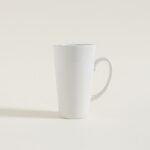 TAZA CONICA ALTA BLANCA DE CERAMICA 460ML