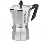 CAFETERA PEDRINI MOKA ALUMINIO Y NEGRA P/ 6 TAZAS